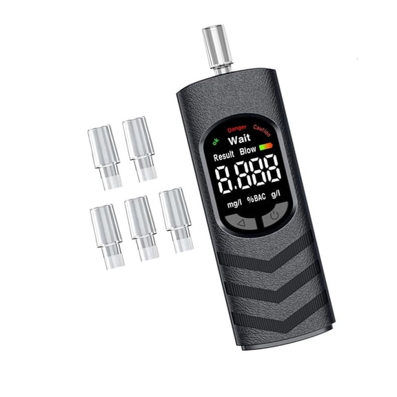 Fanoery Handheld Digital Breath Tester with Clear Screen and 5 Mouthpieces for Personal Self Check Routines Before Driving, Work Commute and Gatherings