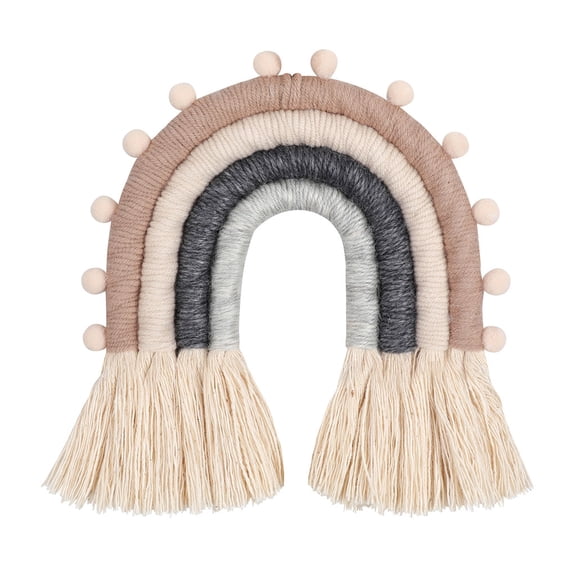 Fanoery INS Nordic Home Weaving Rainbow with Pompoms and Tapestry Cotton Hand-Woven Gift