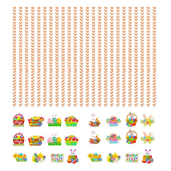 Fanoery Pack Of 24 Easters Themed Stripe Paper Straw for Party Decorations