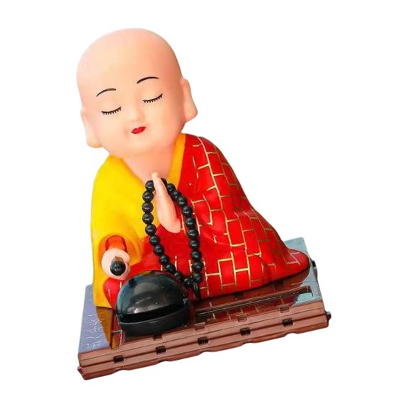 Fanoery Solar Energy Powered Monk Figurine Auto Nodding Car Interior Decoration Ornament