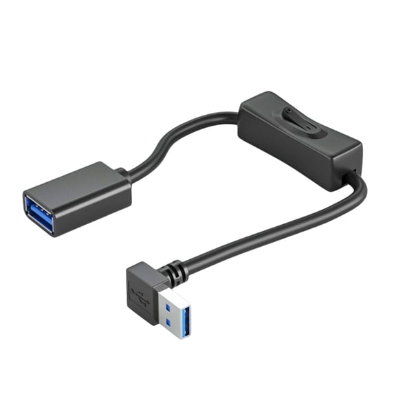Fanoery USB 3.0 Right Angle 90 Degree Extension Cable Male To Female Adapter Cord USB Cables with Switch Adapter for USB Devices