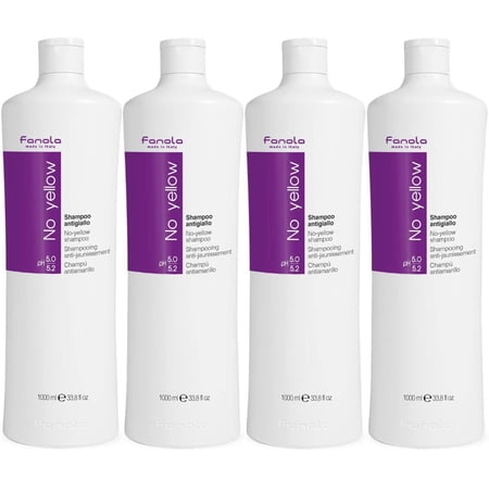 Fanola Toning Shampoo Bulk Sets No Yellow 1000 ml, 4 Pack
