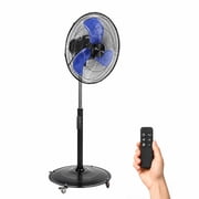 Fanqiebros 18-Inch High-Velocity Industrial Pedestal Fan, 4,900 CFM DC Motor with Remote Control, Oscillating, 4 Casters, UL Listed, for Warehouse, Garage and Workshop