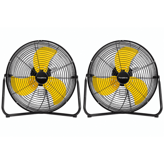 Fanqiebros 2 Pack 18" High Velocity Floor Fans, Up to 3650 CFM, 3-Speed with 360° Tilt, Indoor/Outdoor Metal Fans for Garage and Workshop