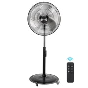 Fanqiebros 20-Inch High-Velocity Industrial Pedestal Fan, 5,100 CFM DC Motor with Remote Control, Oscillating, 4 Casters, UL Listed, for Warehouse, Garage and Workshop