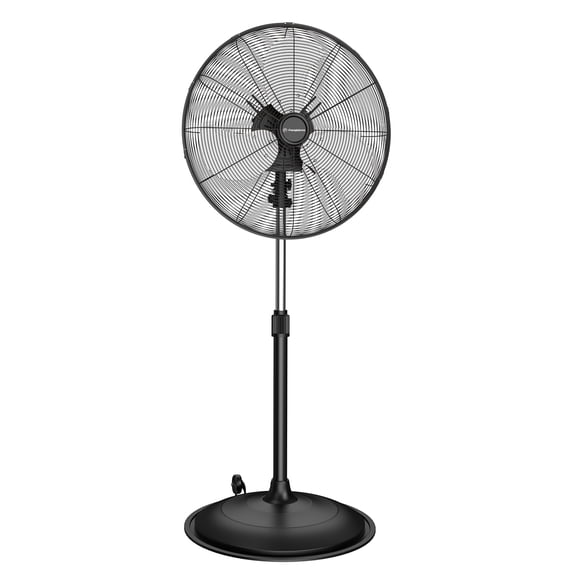 Fanqiebros 20 Inch Industrial Pedestal Fan, 5000 CFM High Velocity Air Circulator, 3-Speed Heavy Duty Metal Fan with Oscillation & Wheels for Warehouse, Garage, Shop – UL Listed