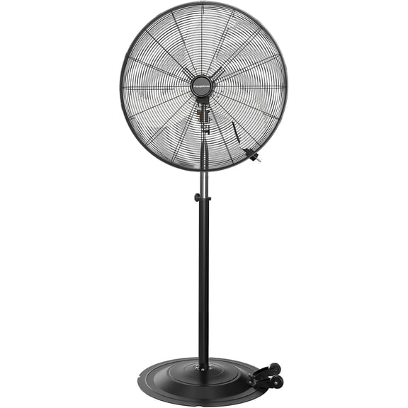 30" Heavy Duty Industrial Floor Fan with Wheels, 3-Speed 9500 CFM High Velocity Standing Fan for Commercial and Garage - Aluminum Blades