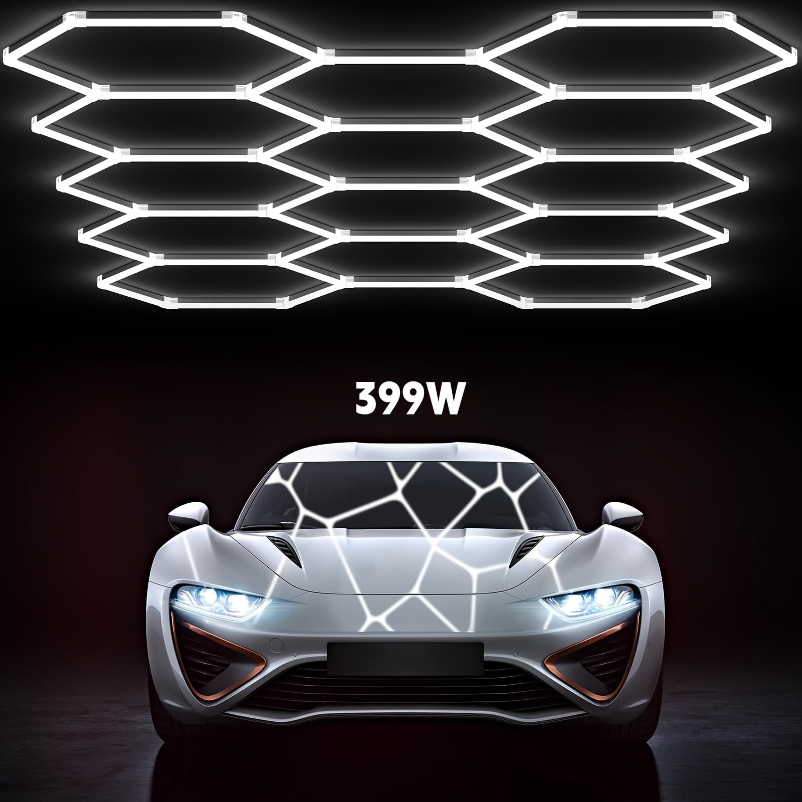 Fanruina 25-Pack LED Hexagon Garage Lights, 168W high-power large panel, 6500K daylight white, super bright illumination, durable upgraded design