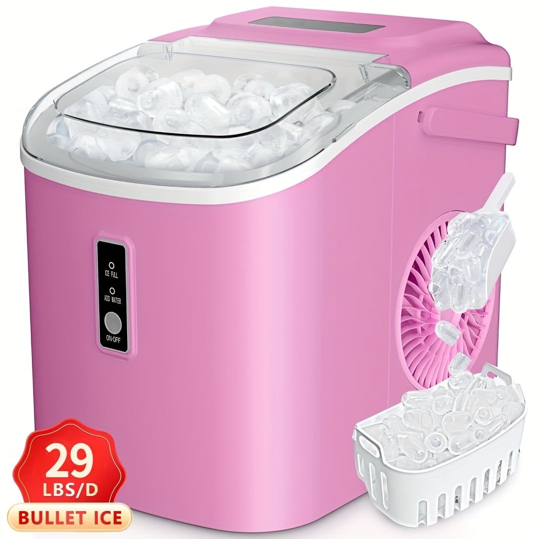 Fanruina 26 29Lbs Bullet Ice Maker 6 Minute Quick Ice Self Cleaning Portable Countertop Ice Machine for Home Office RV