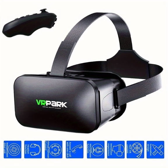 Fanruina 3D VR Glasses for iPhone Android, Adjustable Dual Tube Headset with Proximity Sensor & Controller, PVC VR Goggles