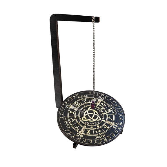 Fanruina 3D Wooden Divination Stand, retro handmade craft design, specially customized for purple crystal pendulums