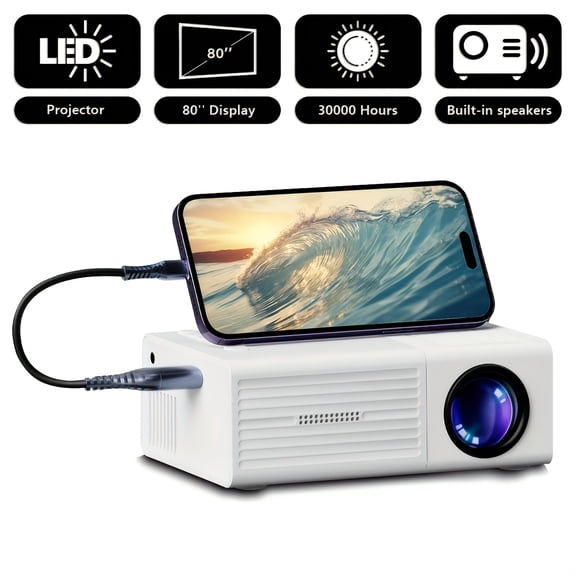 Fanruina Mini Portable Projector, supporting Full HD 4K decoding and 720P native resolution