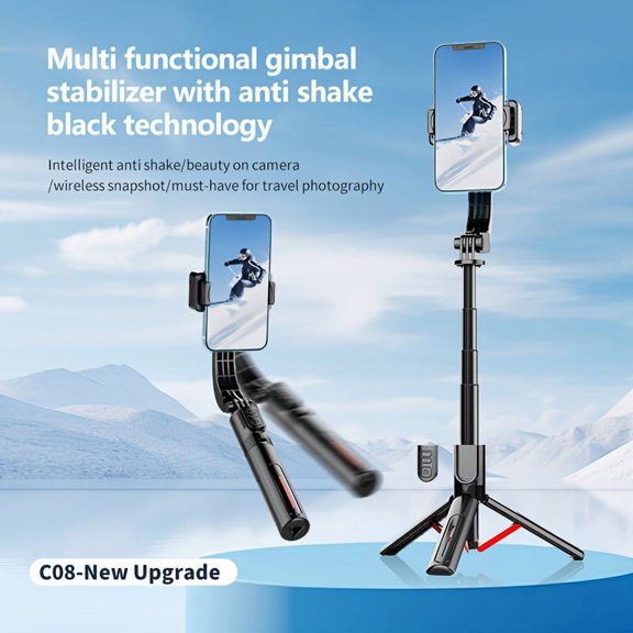 Fanruina Smartphone Gimbal Stabilizer: AI Face Tracking, Gesture Control, 360 Rotation, Foldable Tripod Selfie Stick with Wireless Remote for iPhone Android Vlogging