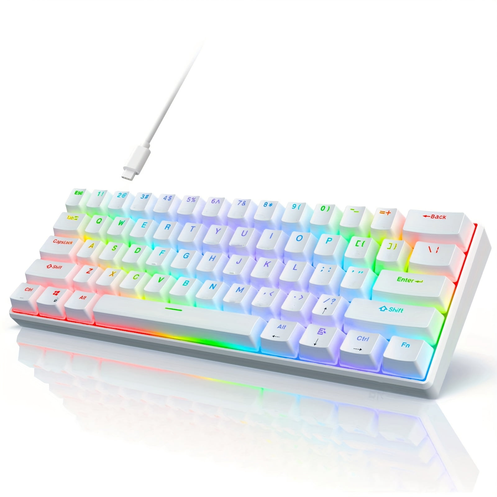Fanruina Wired 60% Mechanical Gaming Keyboard, ultra-compact 61 keys layout with crisp blue switches