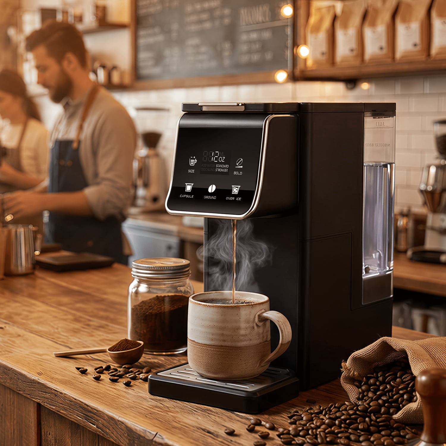 Fanruina single serve coffee maker supports both K cup pods and ground coffee with bold brew setting