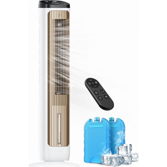 Fans That Blow Cold Air: Tower Fans Air Cooler for Bedroom, Office, Small Room - Portable Evaporative Air Cooler with Ice Packs, 12H Timer, 3 Speeds, 4 Modes, 20FT Remote, 80 Oscillating