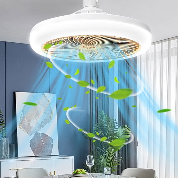 Fans on Clearance ASXITE Fans that Blow Cold,Ceiling Fans,Study Bedroom Living Room Super Bright Energy-saving Fan Light E27 Universal Head Three Gear Light Three Gear Wind Speed