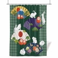 thumbnail image 1 of Fans Rabbits Shower Curtain, 36" x 72", Japanese Colored Fans Rabbit Tumbler Dark Green Plaid Waterproof Bathroom Curtain Washable Shower Curtain Set with 12 Hooks, 1 of 8