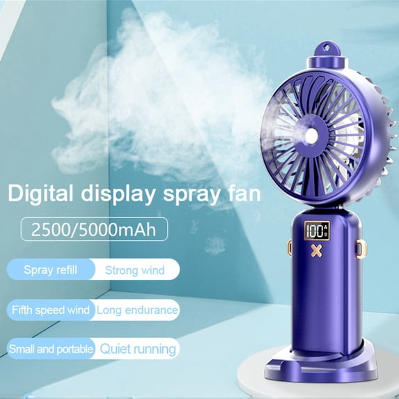 ASXITE Fans that Blow Cold,Handheld Fans,USB Charging Digital Display Humidification Spray Folding Fan Neck Spray Fan 5000mA