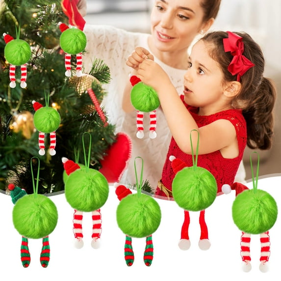 ASXITE Christmas Ornaments,Ball Ornaments for Christmas Trees,Christmas Tree Pendant Ornaments Imitation Balls Furry With Ribbon Party Decorations Green Christmas Ornaments Balls