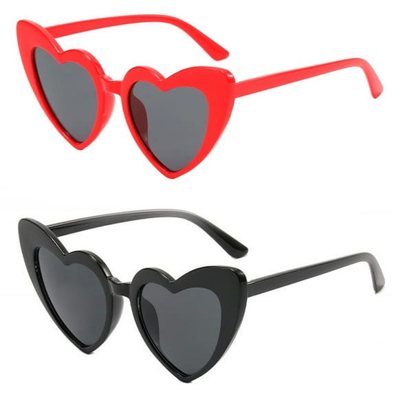 Fansbe Heart Shaped Sunglasses for Women,Fashion Cat Eye Mod Style Retro Glasses Red+Black