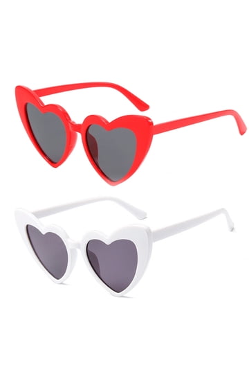 Leikedun 4PCS Red Vintage Heart Shaped Sunglasses For Women Men Kids Red Love Heart Sunglasses Cat Eye Ladies Fashion Retro Eyeglasses For Protection
