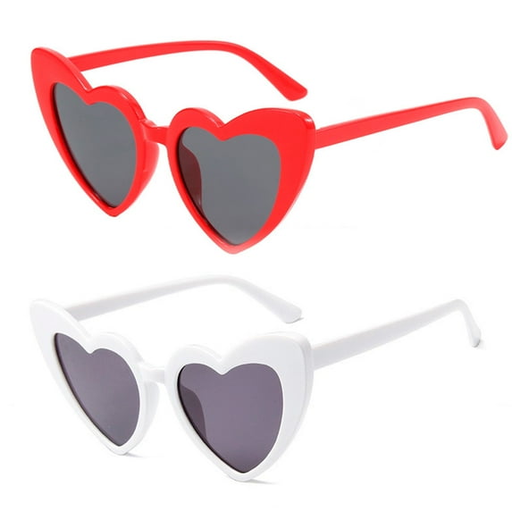 Fansbe Heart Shaped Sunglasses for Women,Fashion Cat Eye Mod Style Retro Glasses Red+White
