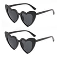 thumbnail image 1 of Fansbe Love Heart Shaped Sunglasses for Women,Fashion Cat Eye Mod Style Retro Glasses（Black*2）, 1 of 8