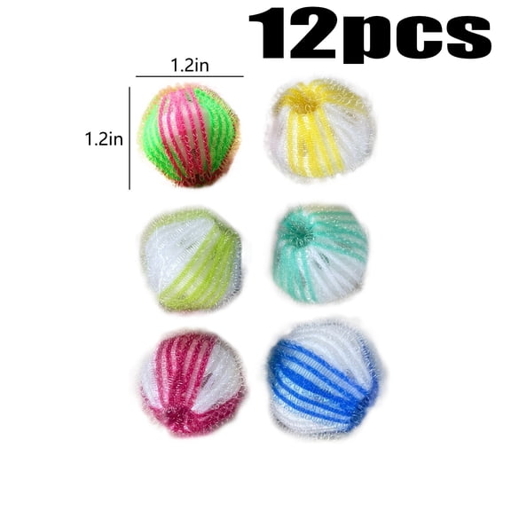 Fanshiluo 12PCS Clothes Antis-Winding Adsorption Hair Removal Cleaning Ball Reusable Hair Remover Washing Machine Hair Catcher Laundry Ball Dryer Ball For Clothing