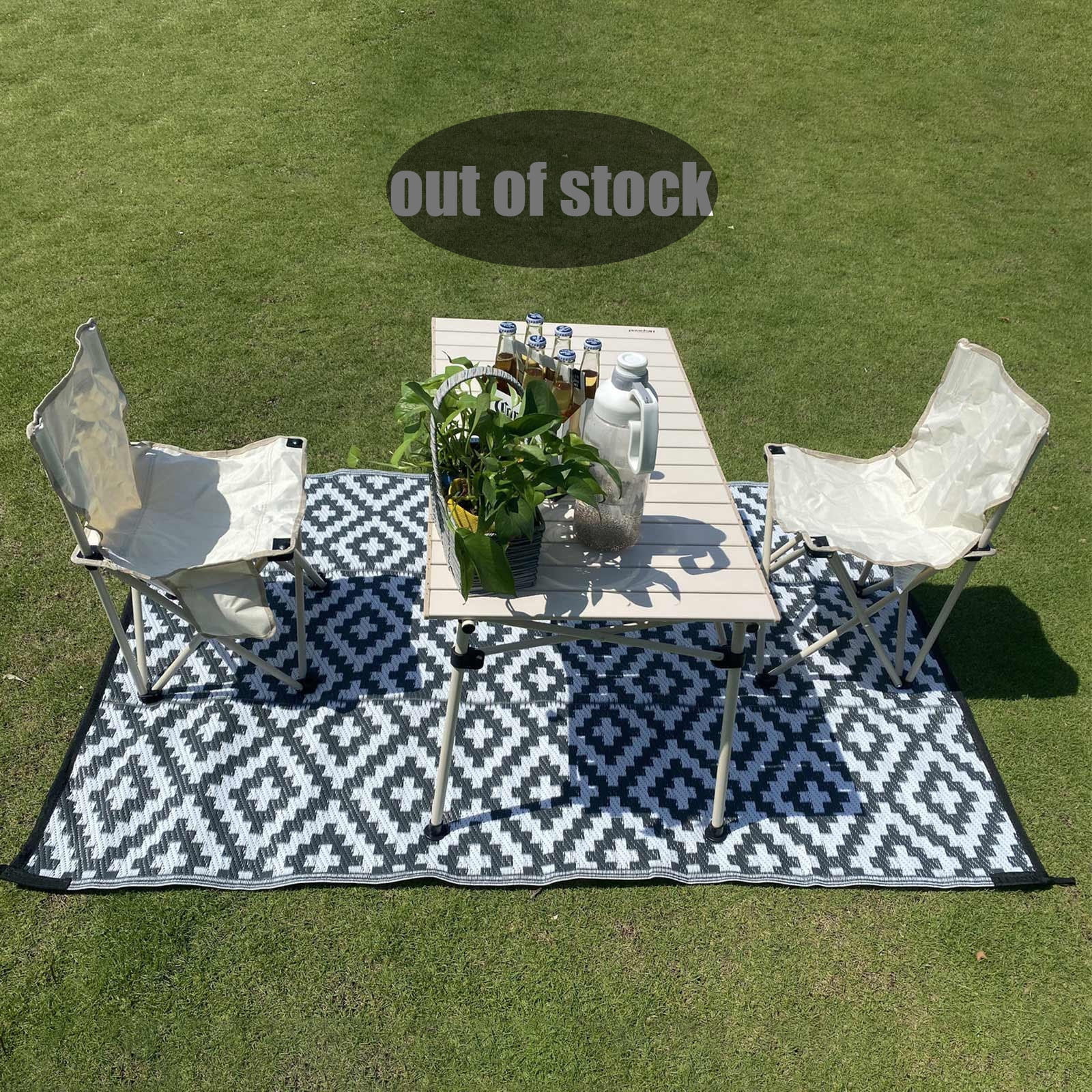 Fanshiluo 5’x8’Outdoor Patio Rug Camping - 5x8 Ft Black And Gray Outdoor Rugs Outdoor Carpet,Plastic Straw Area Rug For Patios RV,Outside Porch Rug Balcony Rug RV on Sale