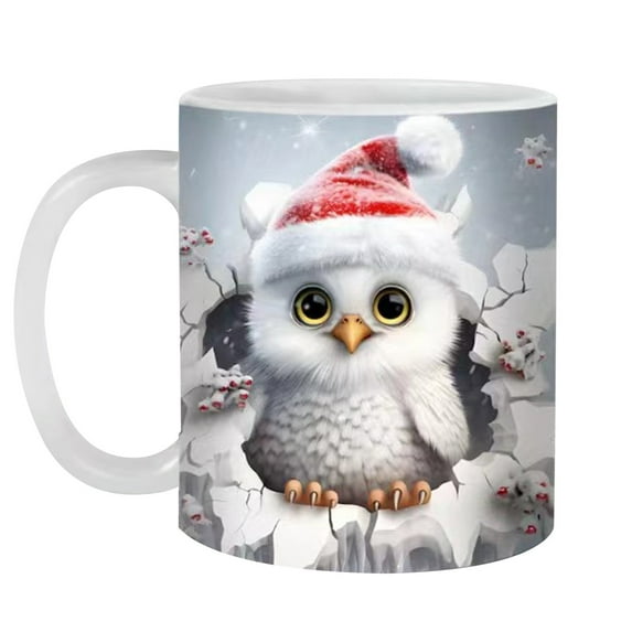 Fanshiluo Christmas Ceramic Mug Clearance,10 oz White Christmas Animal Printed Gifs Coffee Cup,Office Coffee Cup Gift on Sale