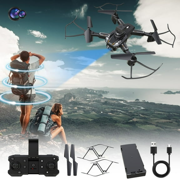 Fanshiluo Drone with Camera for Adults Foldable FPV Drone With Dual 1080P Camera Optic-flow Function; Gesture Control RC Quadcopter,Gravity Sensor,Cool Multicolor Lights