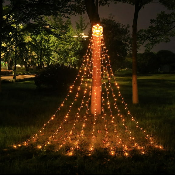 Fanshiluo Halloween Lights Outdoor LED 137.8 In Multicolor Christmas Tree Light With Plug P67 Water Fall Star Lights For Indoor Yard Party