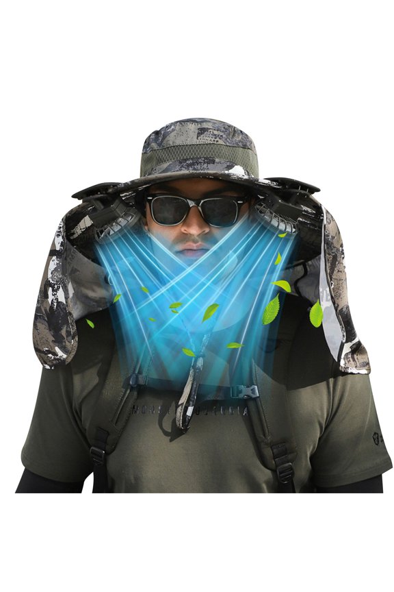 Large Shawl Sun Hat Neck Protection Summer Sun Charging Fan