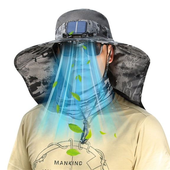 Fanshiluo Large Shawl Sun Hat Neck Protector Summer Sun Men's Outdoor Fisherman Hat Big Wind Solar Rechargeable Fan