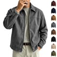 thumbnail image 1 of Fanshiluo Men's Collared Faux Suede Zip Up Jacket, Long Sleeve Casual Lightweight Outerwear Coat,Size S-2XL, 1 of 7