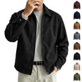 thumbnail image 1 of Fanshiluo Men's Collared Faux Suede Zip Up Jacket, Long Sleeve Casual Lightweight Outerwear Coat,Size S-2XL, 1 of 7