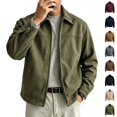 thumbnail image 1 of Fanshiluo Men's Collared Faux Suede Zip Up Jacket, Long Sleeve Casual Lightweight Outerwear Coat,Size S-2XL, 1 of 7