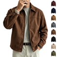 thumbnail image 1 of Fanshiluo Men's Collared Faux Suede Zip Up Jacket, Long Sleeve Casual Lightweight Outerwear Coat,Size S-2XL, 1 of 7