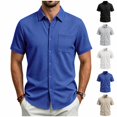 thumbnail image 1 of Fanshiluo Men's Collared Short Sleeve Button Down Shirt with Chest Pocket,Size:M,Big and Tall Men, 1 of 9