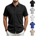 thumbnail image 1 of Fanshiluo Men's Collared Short Sleeve Button Down Shirt with Chest Pocket,Size:XXL,Big and Tall Men, 1 of 9