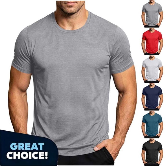 Fanshiluo Men's Crew Neck Athletic Short Sleeve T-Shirt, Mesh Breathable Solid Sports Top,Size:XXXXL,Big and Tall Men