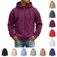 thumbnail image 1 of Fanshiluo Men's Hooded Full Zip Multi-Pocket Sweatshirt, Long Sleeve Casual Warm Jacket,Size S-3XL, 1 of 9
