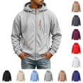 thumbnail image 1 of Fanshiluo Men's Hooded Full Zip Multi-Pocket Sweatshirt, Long Sleeve Casual Warm Jacket,Size S-3XL, 1 of 9