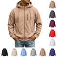thumbnail image 1 of Fanshiluo Men's Hooded Full Zip Multi-Pocket Sweatshirt, Long Sleeve Casual Warm Jacket,Size S-3XL, 1 of 9