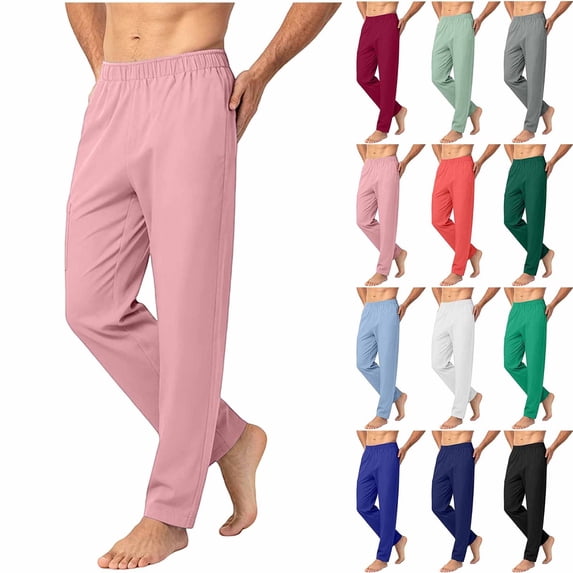 Fanshiluo Men's Loose Straight Leg Pants, Elastic Waist Soft Lightweight Lounge Pants with Pockets,XXL,Big and Tall Men
