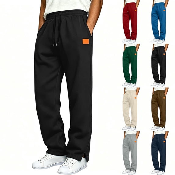 Fanshiluo Men's Loose Straight Leg Sweatpants, Drawstring Elastic Waist Casual Jogger Pants with Side Slit Hem,XXL,Big and Tall Men