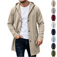 thumbnail image 1 of Fanshiluo Men's Mid-Length Hooded Single Breasted Knit Cardigan Jacket, Long Sleeve Casual Warm Outerwear,Size S-3XL, 1 of 6