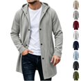 thumbnail image 1 of Fanshiluo Men's Mid-Length Hooded Single Breasted Knit Cardigan Jacket, Long Sleeve Casual Warm Outerwear,Size S-3XL, 1 of 6