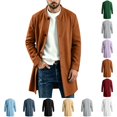 thumbnail image 1 of Fanshiluo Men's Mid‑Length Single Breasted Button Blend Coat, Long Sleeve Casual Outerwear,Size S-3XL, 1 of 7